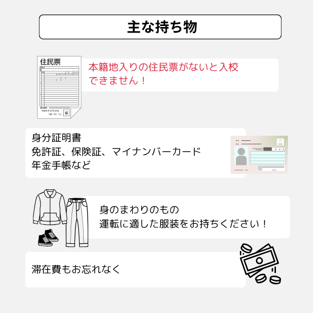 持ち物の準備